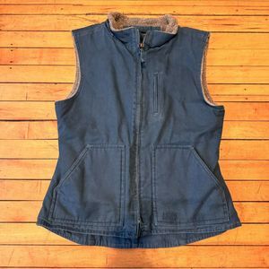 Lakin McKey Canvas Womens Faux Sherpa Lined Vest Full Zip Work Teal Blue Medium